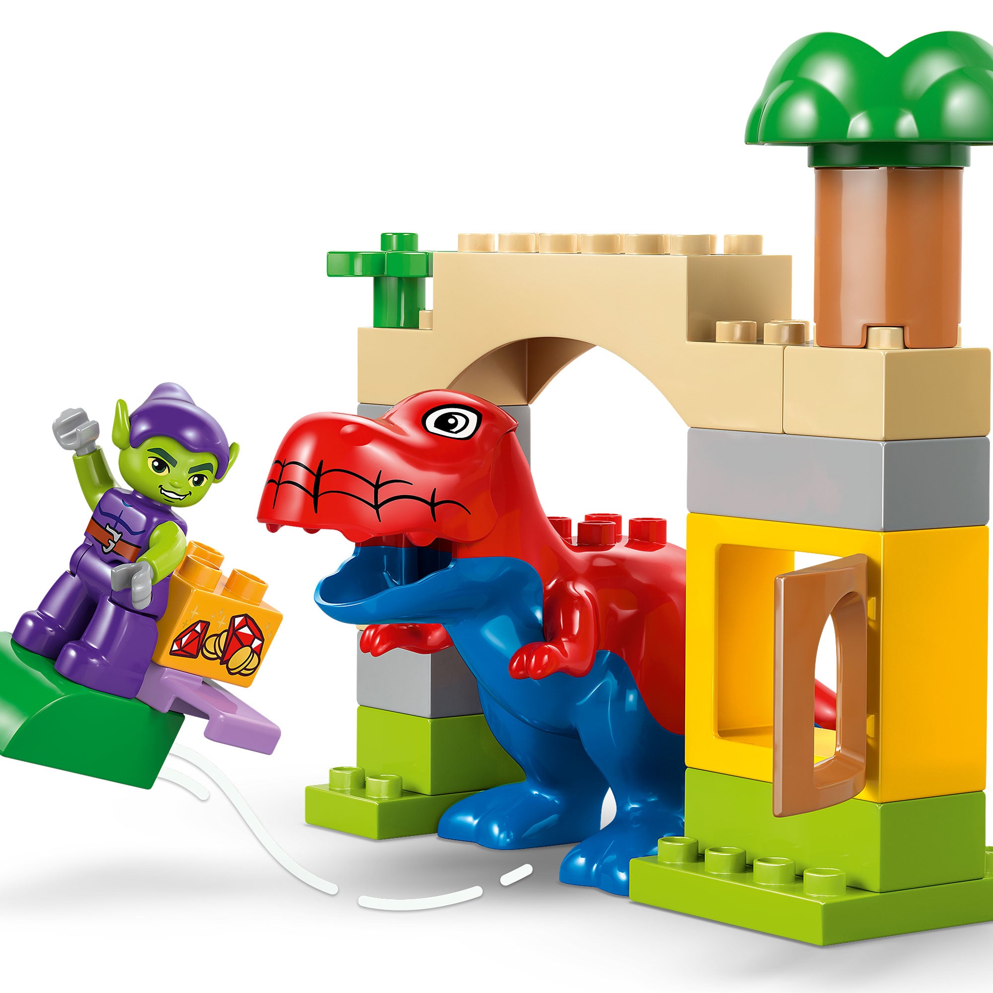 Dinosaurio Spidey-Rex vs. Duende Verde