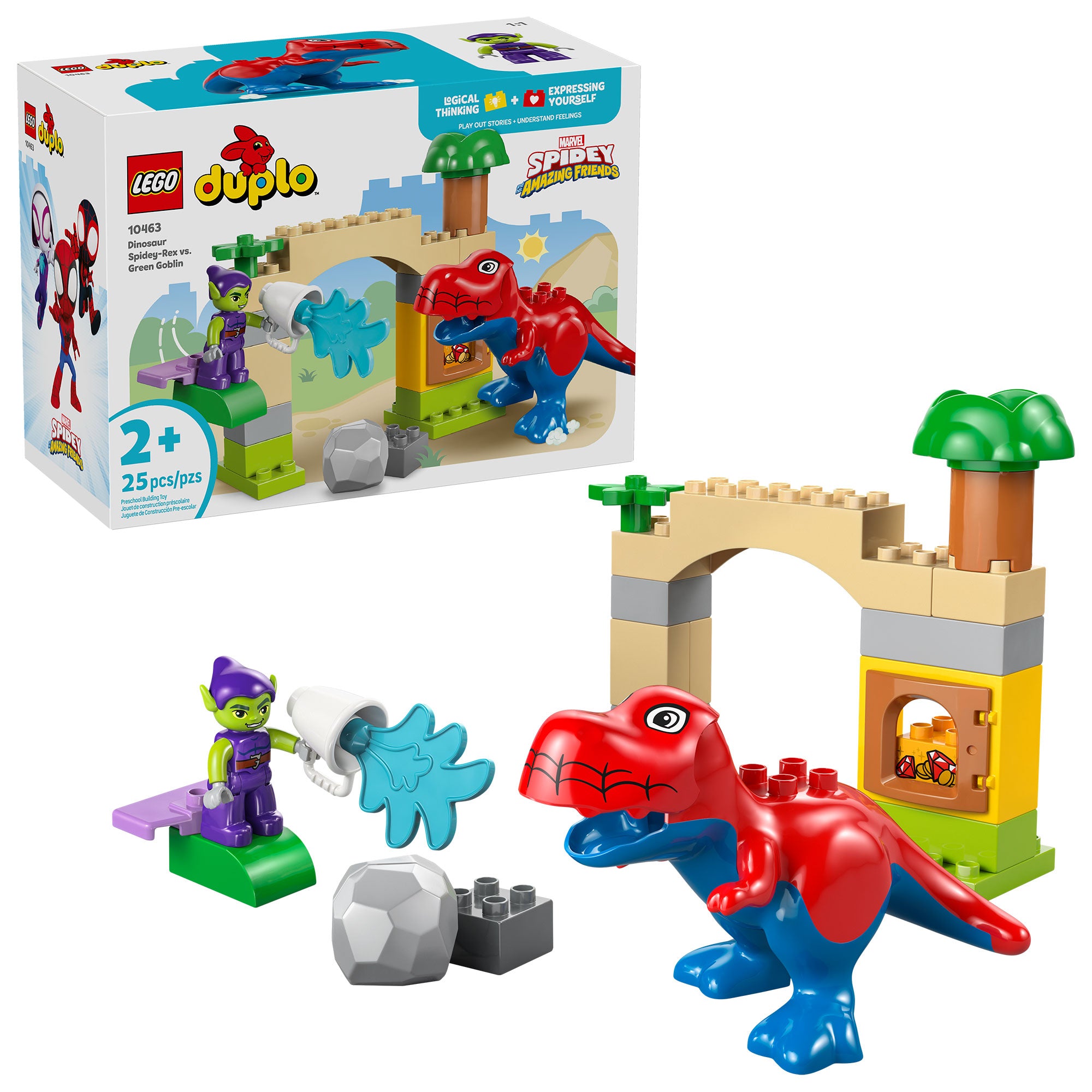 Dinosaurio Spidey-Rex vs. Duende Verde