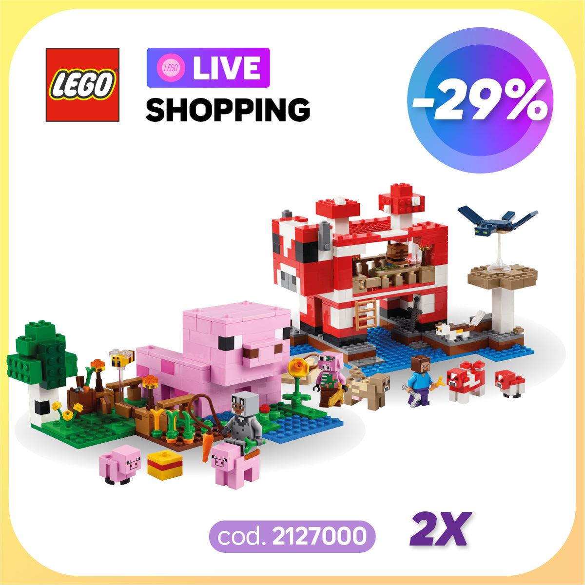PACK MINECRAFT: La Casa Champiñaca y Cerdo Bebé — LEGO Chile