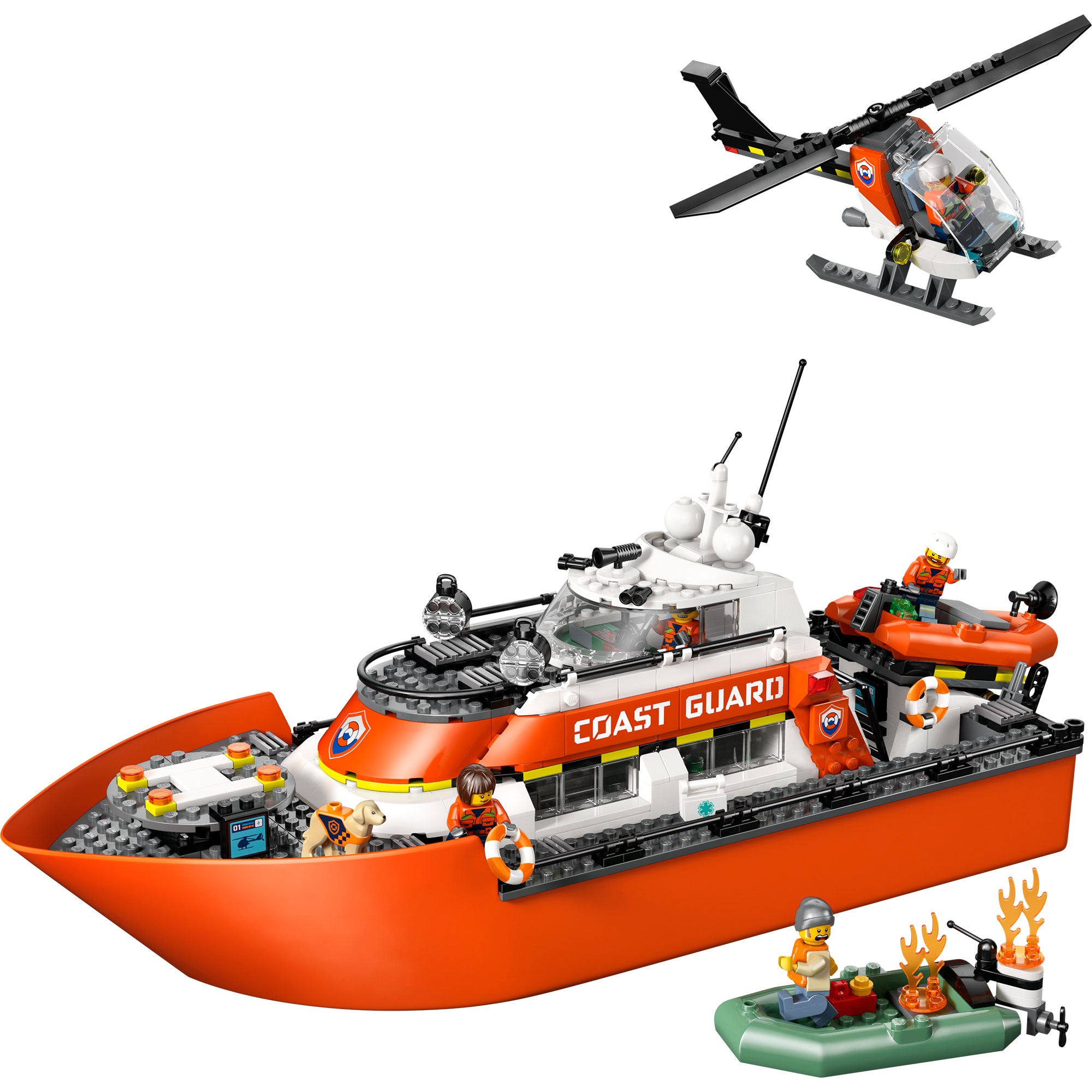Barco y Helicóptero de Rescate de Guardacostas