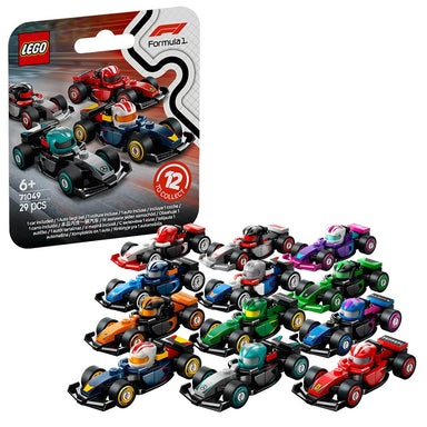 Set LEGO Autos de F1 Coleccionables 71049, incluye una caja sorpresa con uno de los 12 autos inspirados en equipos de Formula 1 como Ferrari, McLaren, Mercedes-AMG y más. Cada vehículo de juguete tiene ruedas móviles, casco de piloto y detalles auténticos, ideal para niños desde 6 años y coleccionistas de F1®.