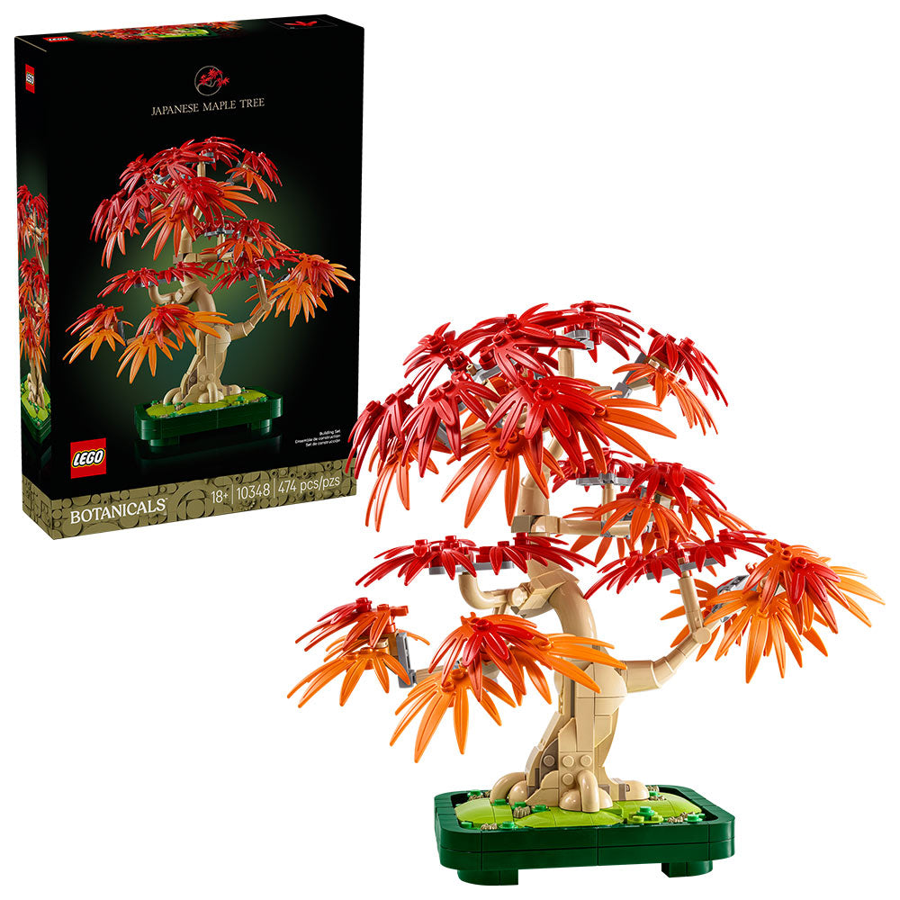 LEGO Botanicals Bonsái de Arce Rojo Japonés con hojas rojas y naranjas en maceta verde decorativa