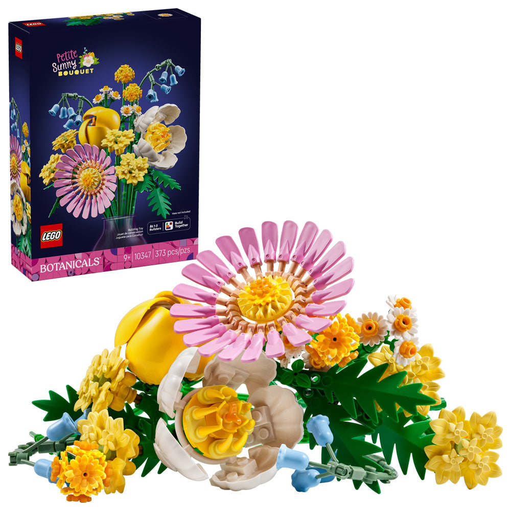Ramillete LEGO® Botanicals Rayos de Sol con flores primaverales en tonos pastel construido con ladrillos LEGO