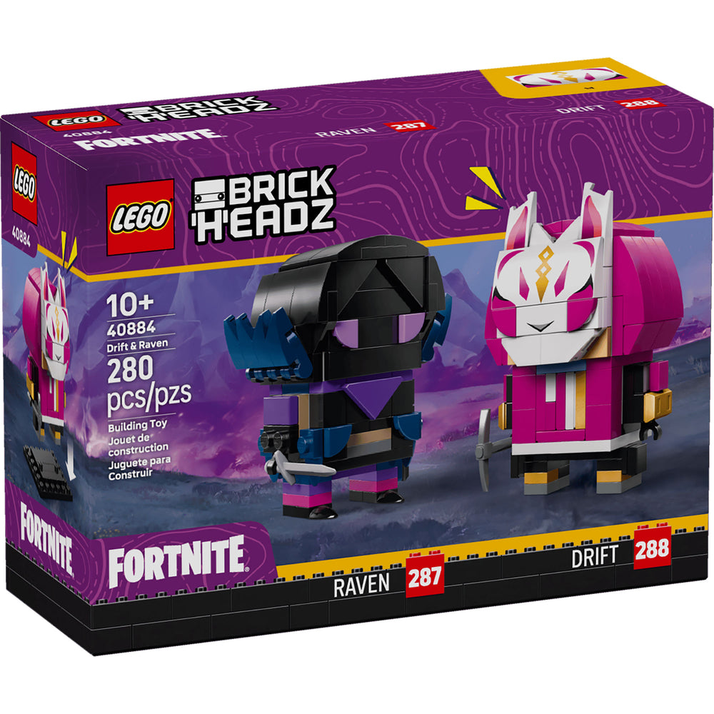 LEGO BrickHeadz 40884 Fortnite con Deriva y Cuervo con accesorios pico y espada