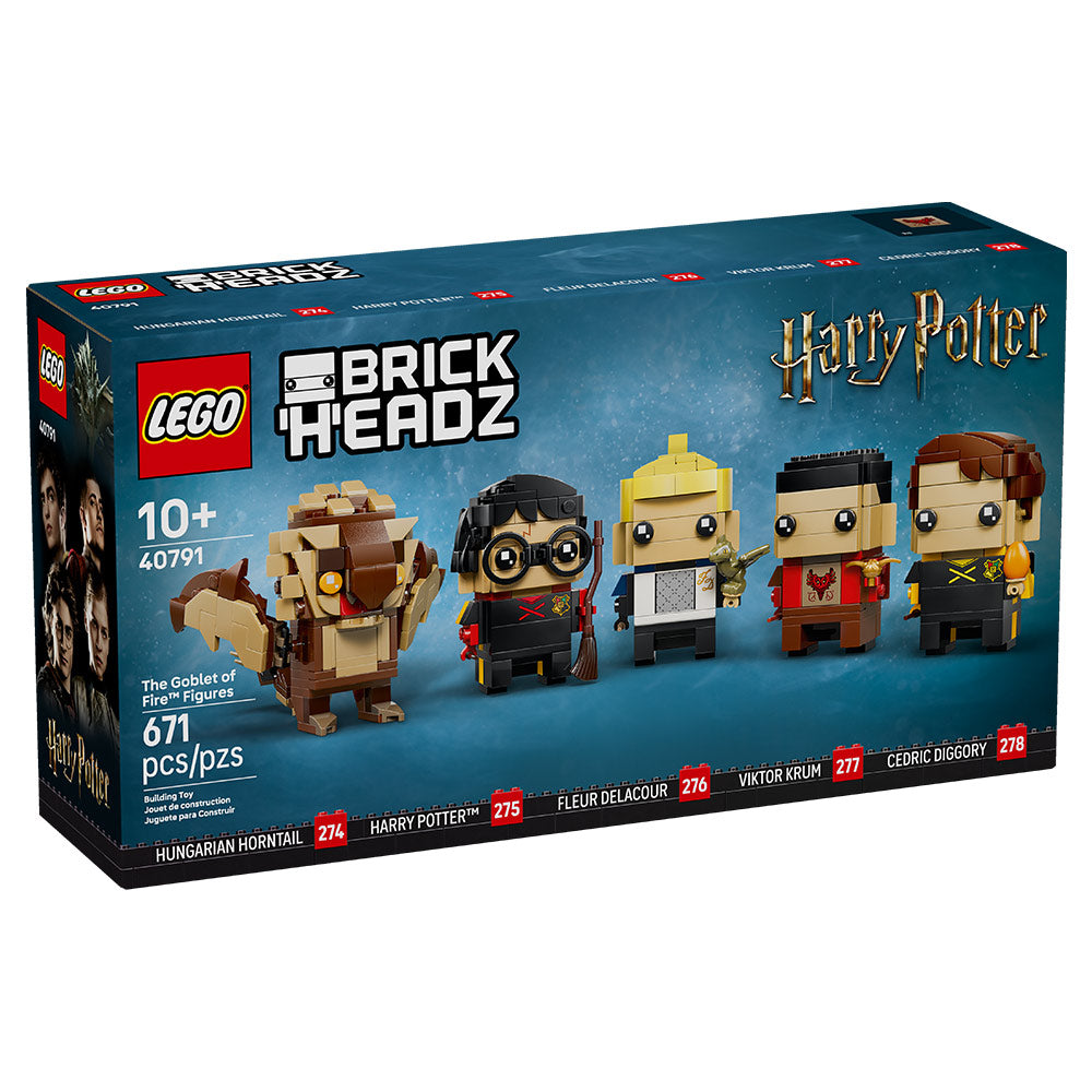 Set LEGO BrickHeadz Harry Potter El Cáliz de Fuego con Harry Potter, Cedric Diggory, Viktor Krum, Fleur Delacour y dragón Colacuerno Húngaro con accesorios mágicos