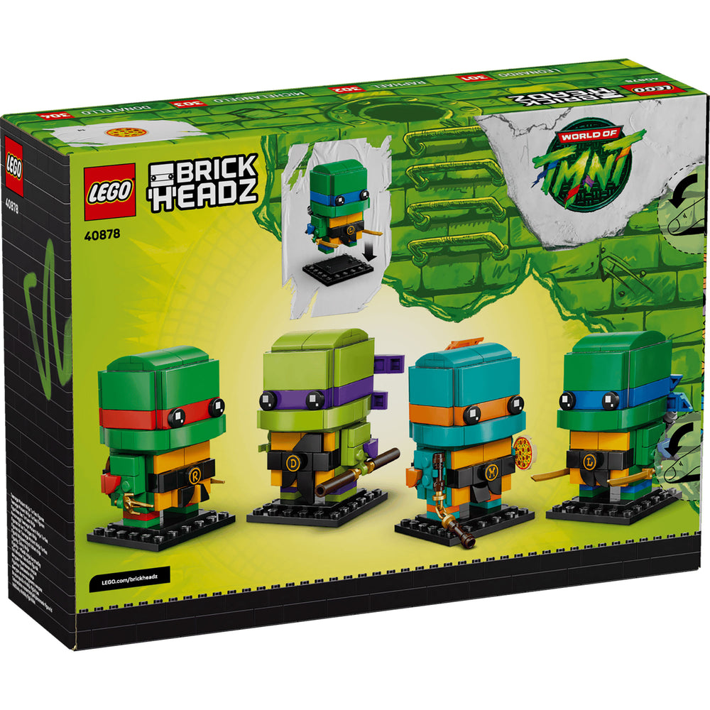 LEGO BrickHeadz 40878 Tortugas Ninja con Leonardo, Raphael, Michelangelo y Donatello con armas y pizza