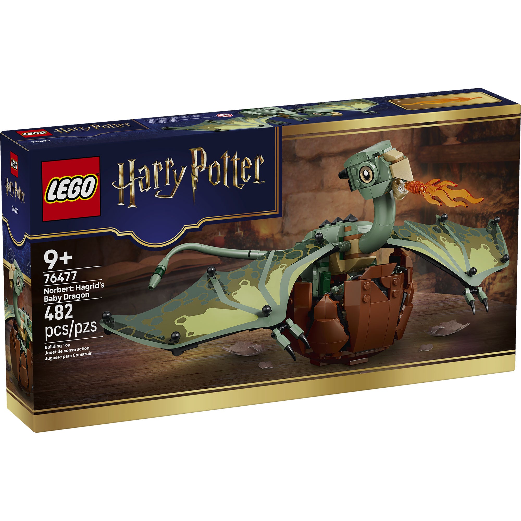 LEGO Harry Potter Norberto Dragón Bebé de Hagrid 76477 articulado con alas flexibles y huevo de dragón, 482 piezas