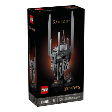 LEGO Icons El Señor de los Anillos Casco de Sauron 11373, réplica coleccionable para adultos con minifigura de Sauron, Anillo Único y base de exhibición inspirada en la trilogía cinematográfica.