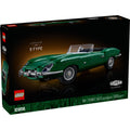 LEGO Icons Jaguar E-Type 11381 verde clásico con llantas de radios, capó y puertas abatibles, 1673 piezas