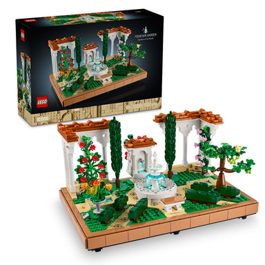 LEGO Icons Jardín con Fuente con pérgolas, flores, cipreses y fuente ornamental para adultos