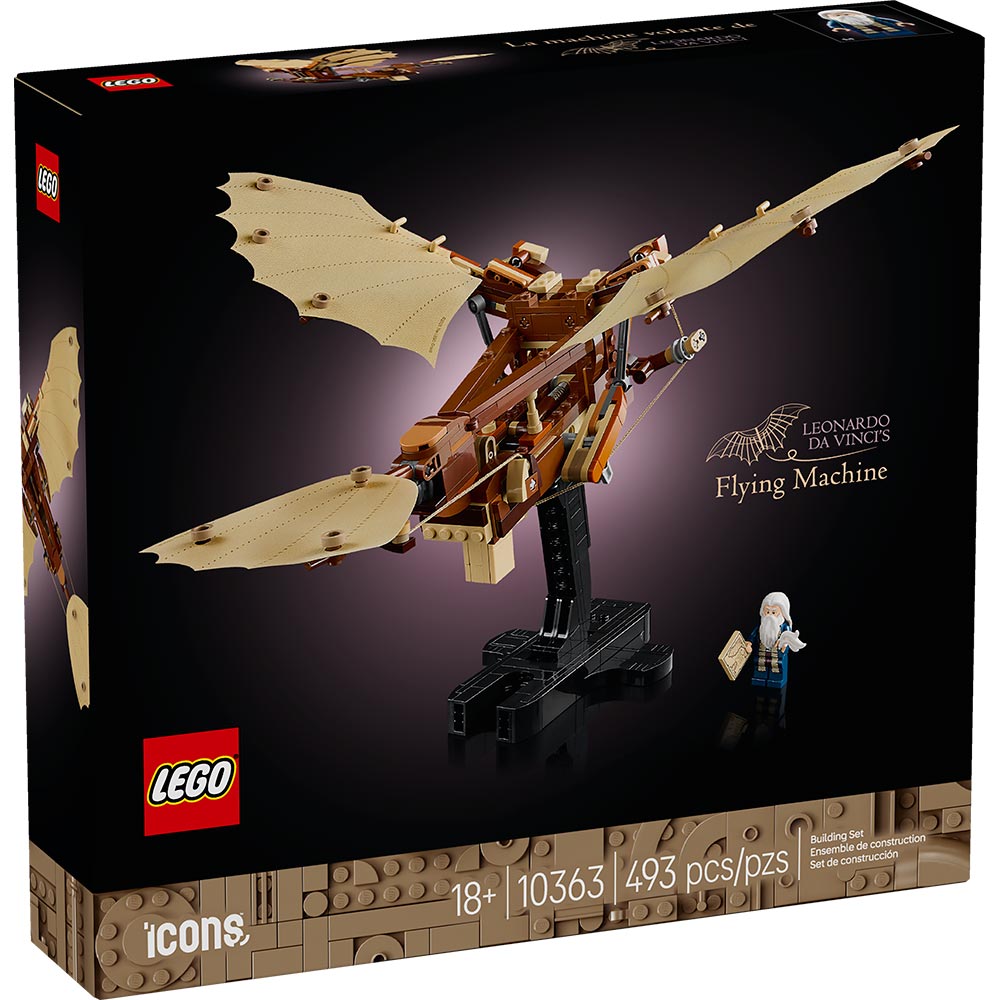 LEGO Icons Máquina Voladora de Leonardo da Vinci 10363 maqueta de ornitóptero con minifigura de Leonardo da Vinci