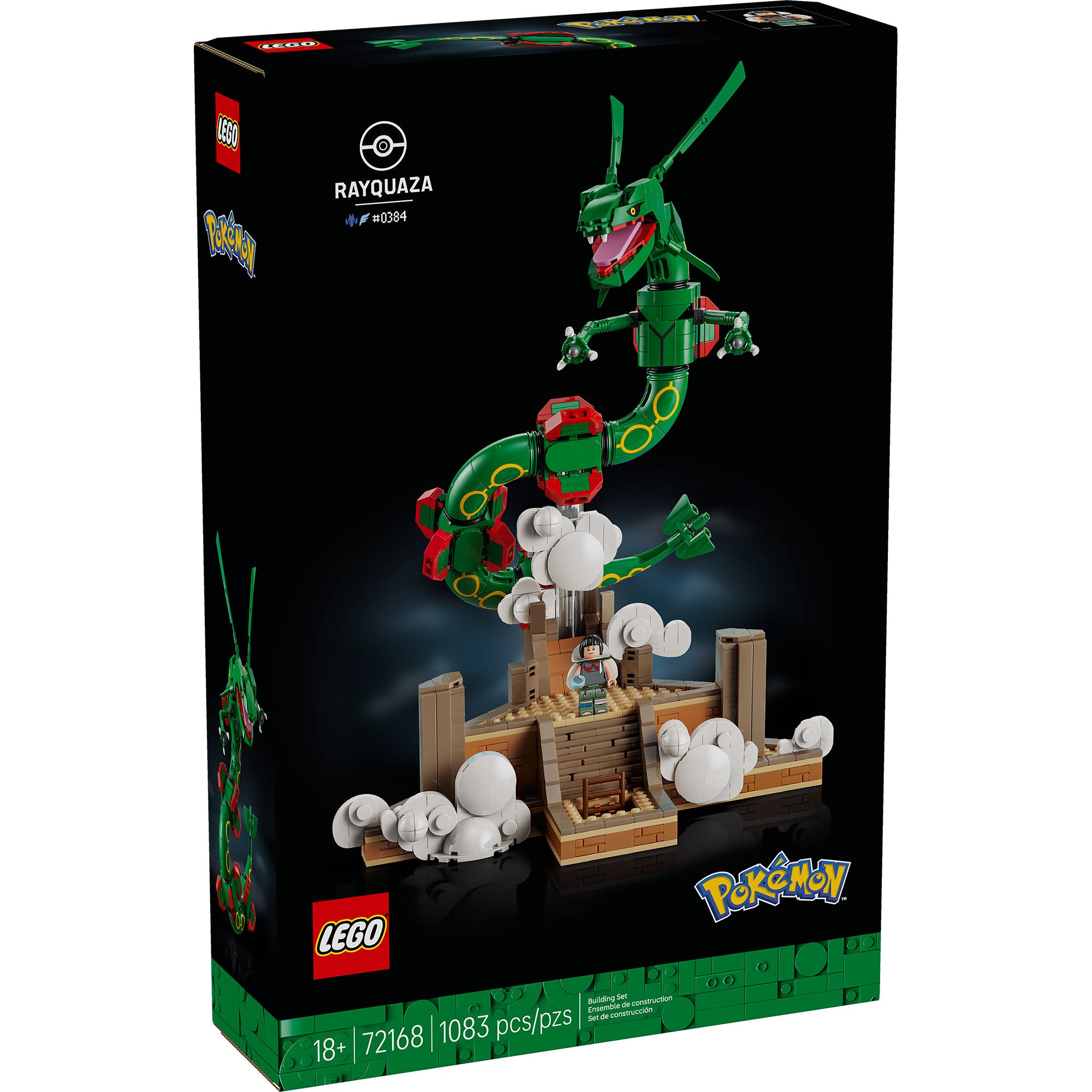 LEGO Pokémon Rayquaza 72168 articulado con Tristana, Ultra Ball y base del Pilar Celeste, 1083 piezas