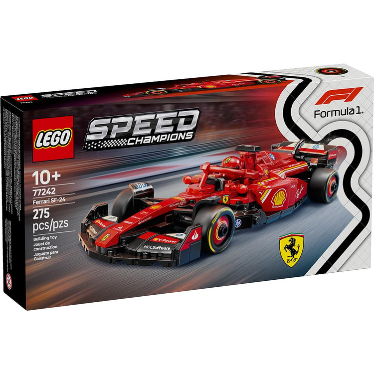 LEGO Speed Champions Ferrari SF-24 F1 77242 auto de carreras de Fórmula 1 con minifigura de piloto Ferrari y detalles auténticos del monoplaza 2024