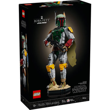 LEGO Star Wars Boba Fett 75455 con armadura, casco, mochila propulsora, bláster y base de Tatooine, 1544 piezas