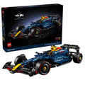 Set LEGO Technic Oracle Red Bull Racing RB20 F1 con motor V6 detallado, caja de cambios de 2 velocidades, suspensión delantera y trasera, dirección funcional y alerón ajustable; maqueta a escala 1:8 ideal para fans de la Fórmula 1.