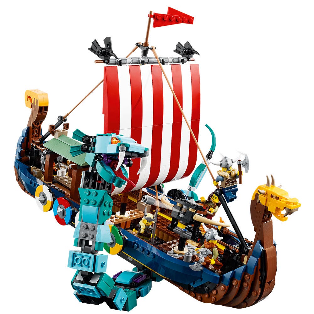 Barco Vikingo y Serpiente Midgard