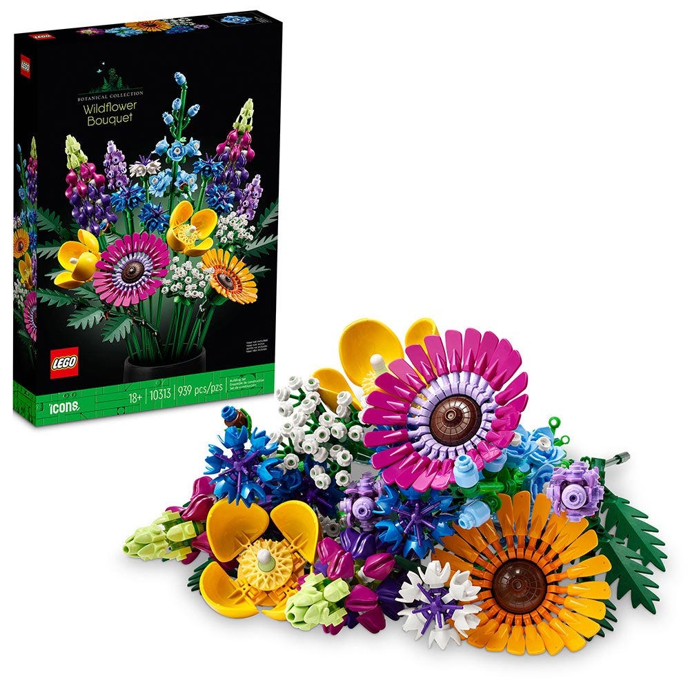 Ramo de Flores Silvestres LEGO Icons con flores multicolor y tallos ajustables para decoración